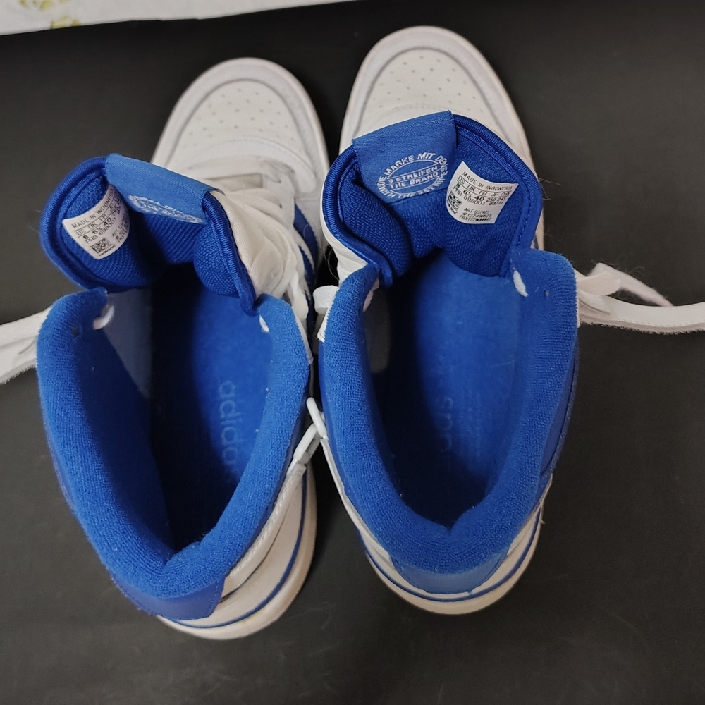 Adidas Originals Men's Forum Mid Sneaker White/ Royal Blue Size men 8 or women 9 - Picture 7 of 14